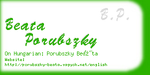 beata porubszky business card